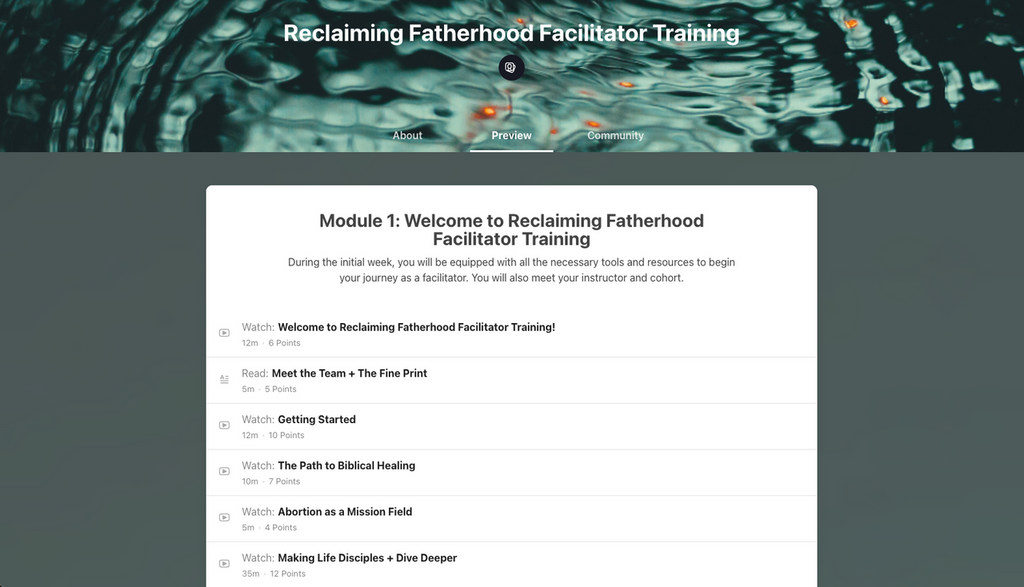 Reclaiming Fatherhood (Men's Abortion Recovery) Facilitator's Training Online Course