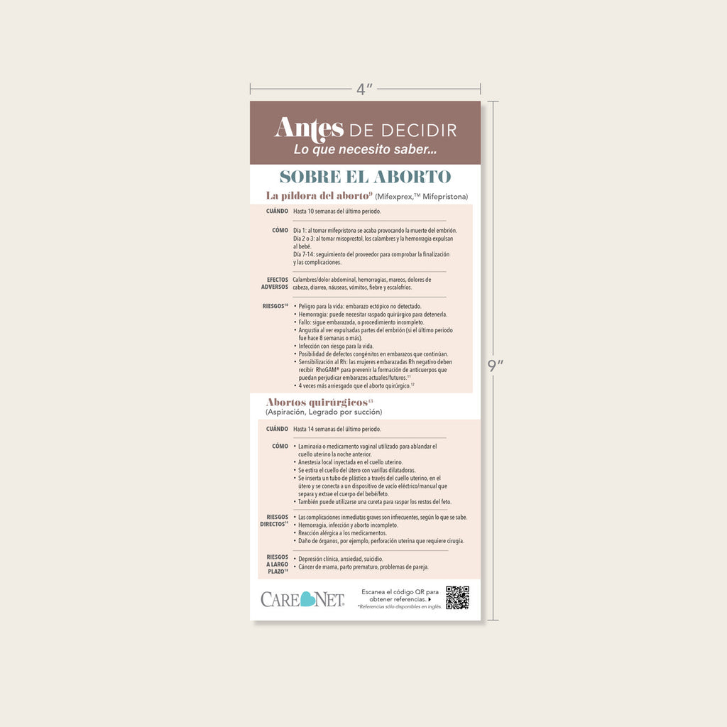 Spanish Fetal Development Tip Card (Pack of 50)